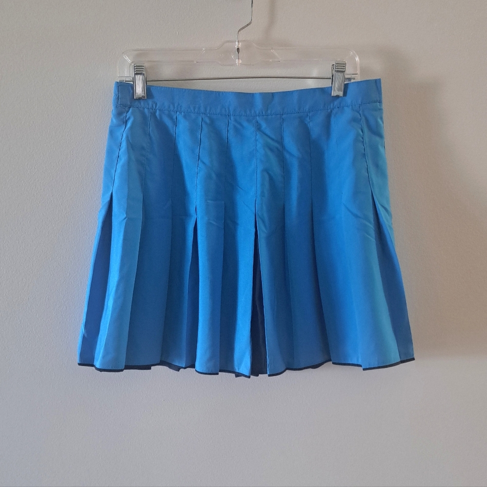 Vintage Tail Pleated Tennis Pickleball Golf Skirt Blue Black Trim Size 14